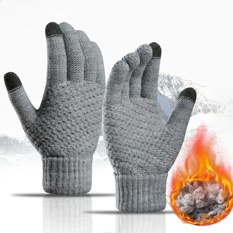 Warm Winter Knit Touch Screen Gloves Full Finger Outdoor Cycling Driving Wool Blend