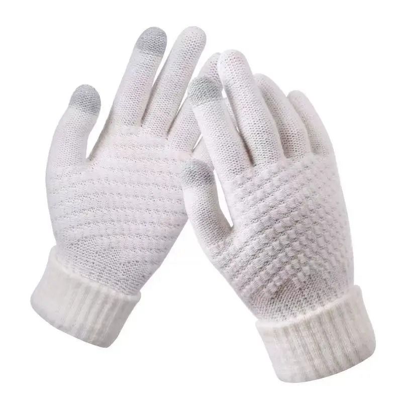Warm Winter Knit Touch Screen Gloves Full Finger Outdoor Cycling Driving Wool Blend