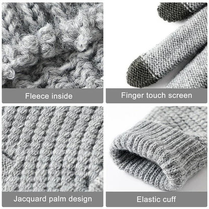 Warm Winter Knit Touch Screen Gloves Full Finger Outdoor Cycling Driving Wool Blend