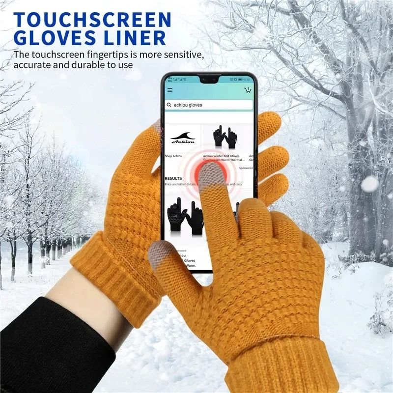 Warm Winter Knit Touch Screen Gloves Full Finger Outdoor Cycling Driving Wool Blend