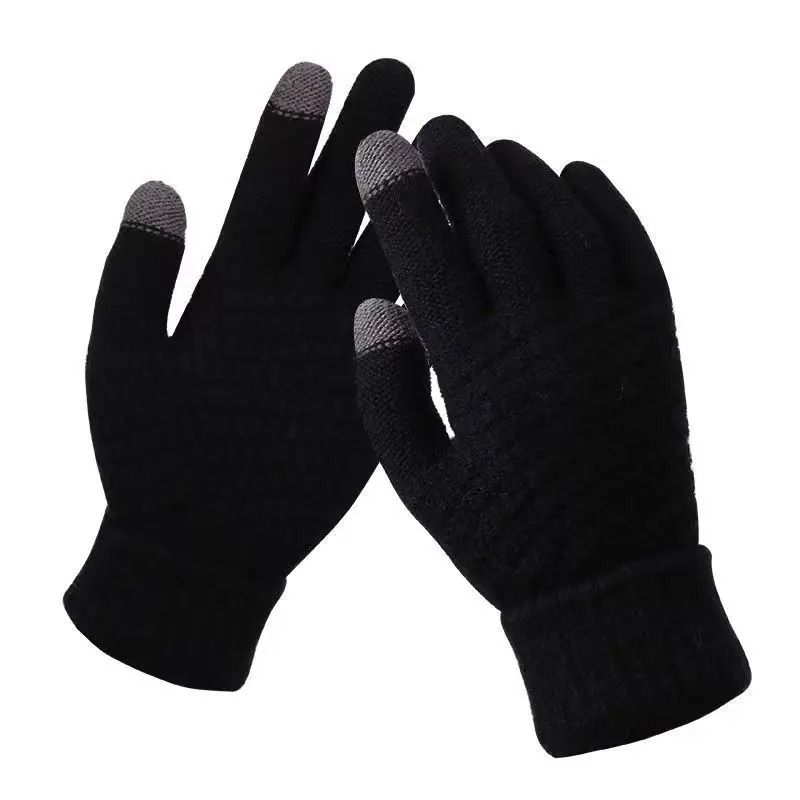 Warm Winter Knit Touch Screen Gloves Full Finger Outdoor Cycling Driving Wool Blend