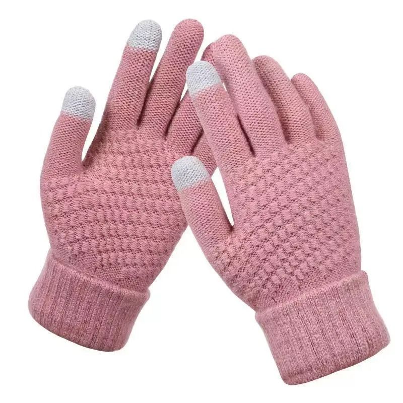 Warm Winter Knit Touch Screen Gloves Full Finger Outdoor Cycling Driving Wool Blend