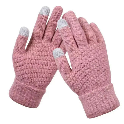 Warm Winter Knit Touch Screen Gloves Full Finger Outdoor Cycling Driving Wool Blend