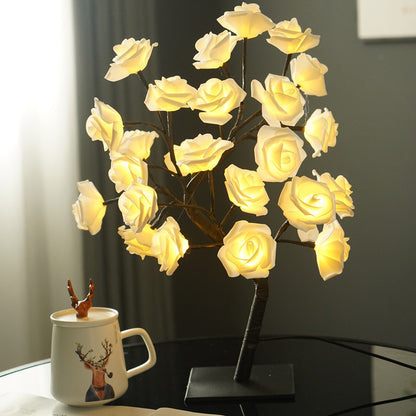Fairy Desk Night Light, Rose Flower Tree Table Lamp, USB Operated, Valentine Wedding Christmas Decoration Gifts