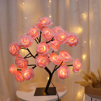 Fairy Desk Night Light, Rose Flower Tree Table Lamp, USB Operated, Valentine Wedding Christmas Decoration Gifts