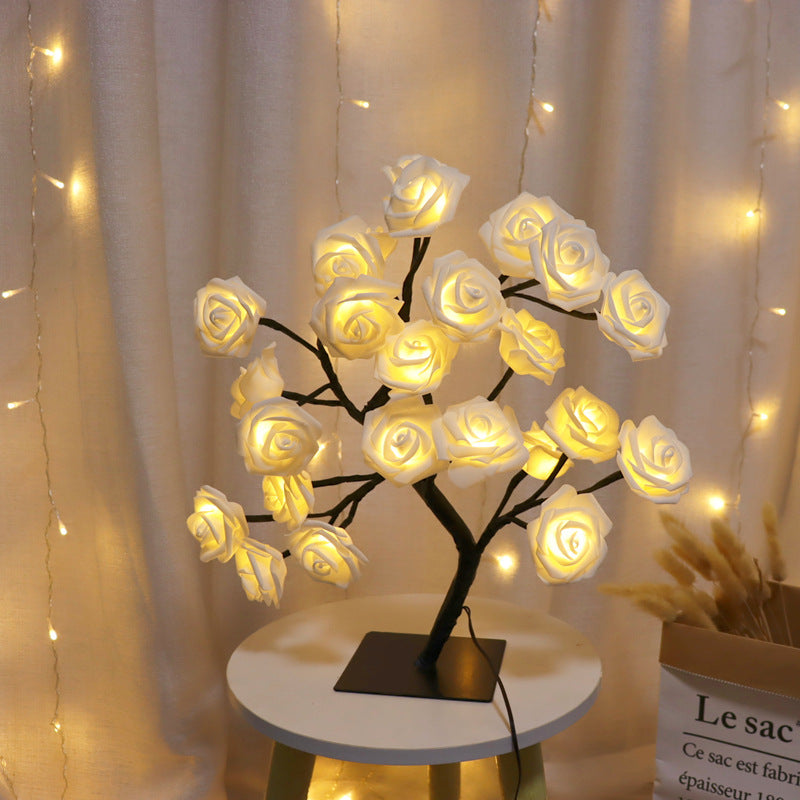 Fairy Desk Night Light, Rose Flower Tree Table Lamp, USB Operated, Valentine Wedding Christmas Decoration Gifts