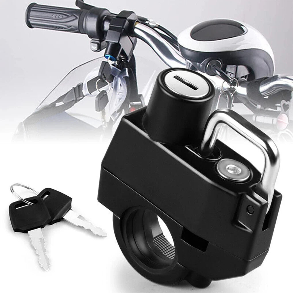 Compact Motorcycle Helmet Lock, Weather Resistant Anti Theft Lock with Keys for Motorbike, Scooter, E Bike Protection