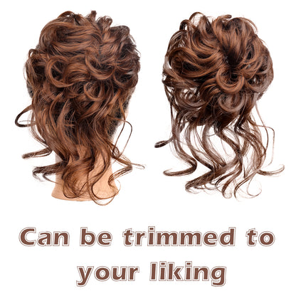 Wave Ponytail Hair Extension for Women, Synthetic Messy Hairpiece Bun, Elastic Rubber Band Updo Fiber Scrunchies