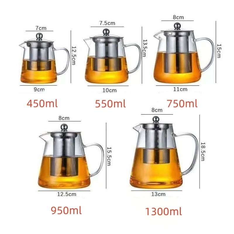 Glass Teapot with Stainless Steel Infuser – Heat-Resistant Borosilicate Tea Kettle for Loose Leaf and Flower Tea