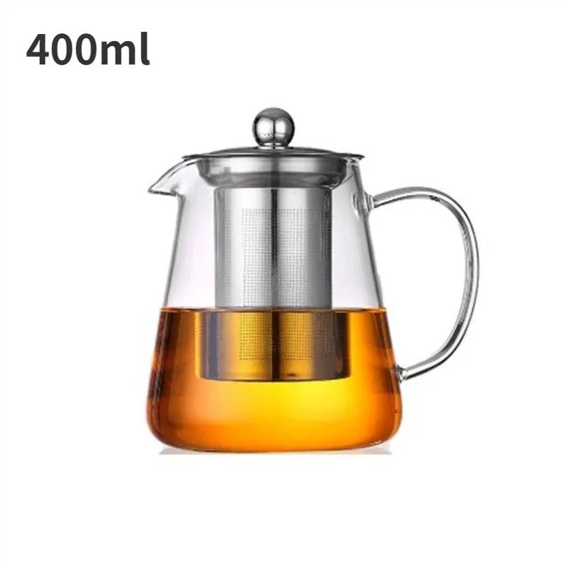 Glass Teapot with Stainless Steel Infuser – Heat-Resistant Borosilicate Tea Kettle for Loose Leaf and Flower Tea