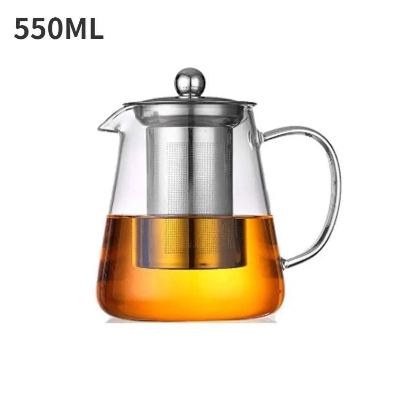 Glass Teapot with Stainless Steel Infuser – Heat-Resistant Borosilicate Tea Kettle for Loose Leaf and Flower Tea