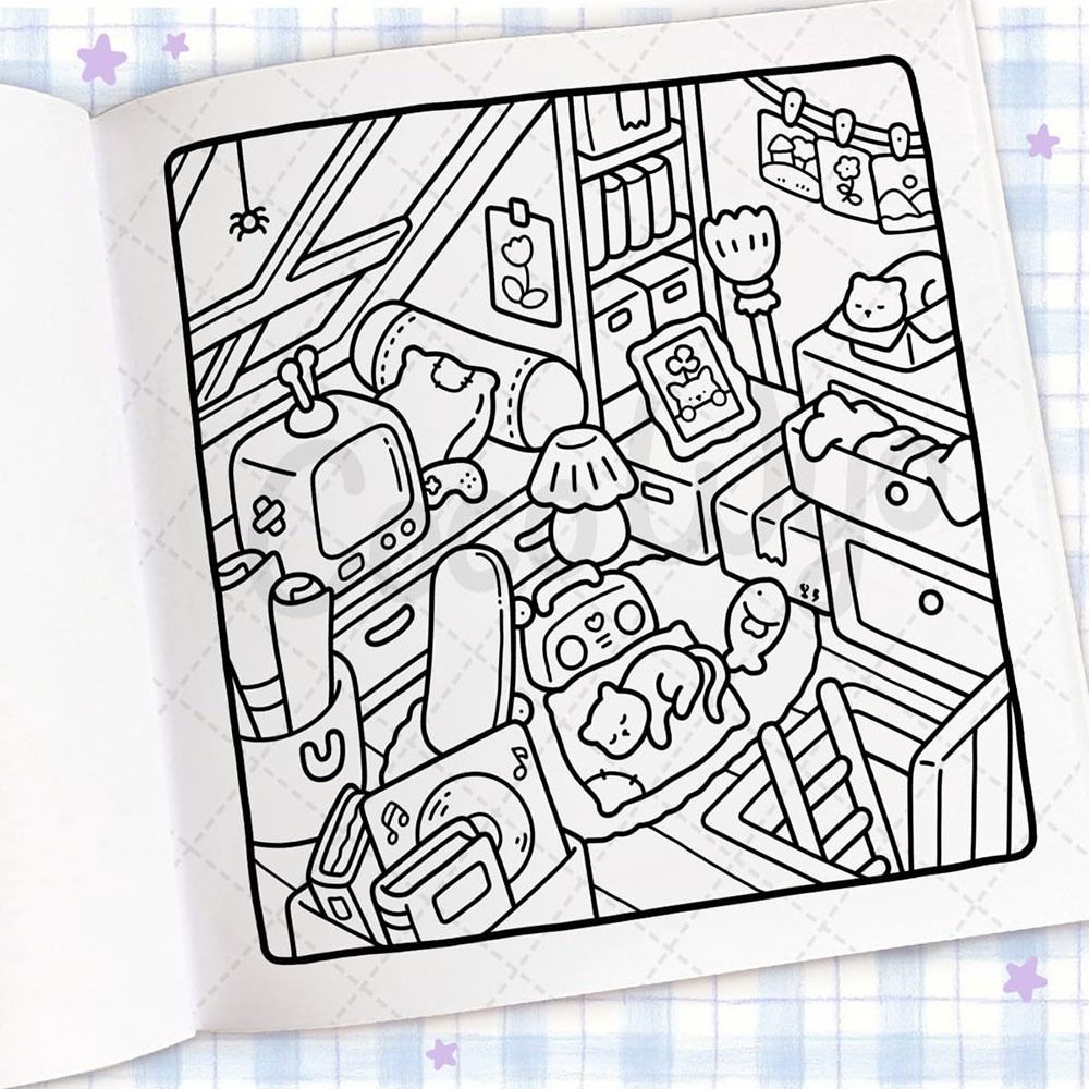 Cute Cartoon Coloring Book for Adults, Stress Relief Educational Gift, Graffiti Painting Book for Teens