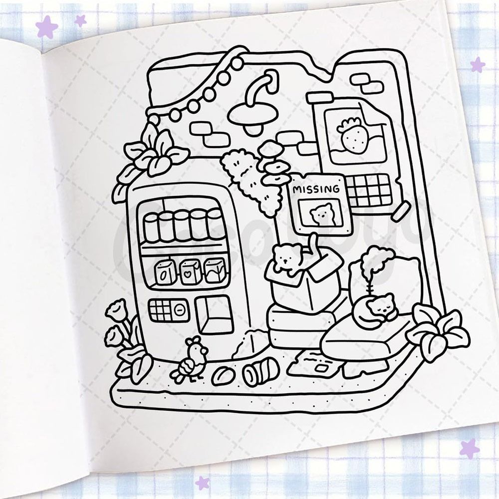 Cute Cartoon Coloring Book for Adults, Stress Relief Educational Gift, Graffiti Painting Book for Teens