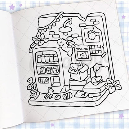 Cute Cartoon Coloring Book for Adults, Stress Relief Educational Gift, Graffiti Painting Book for Teens