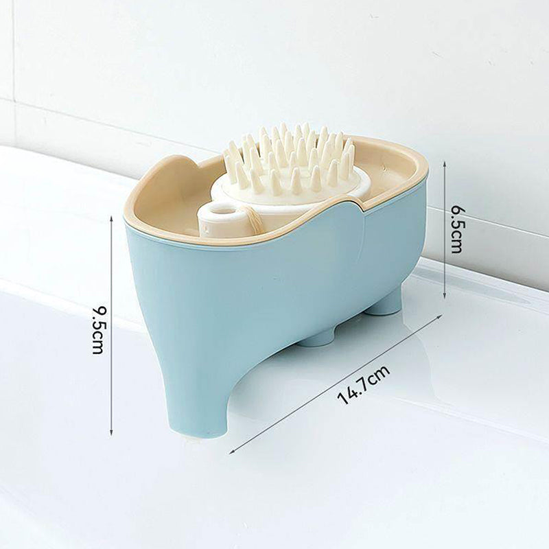 Portable Non Slip Elephant Shaped Soap Box With Lid, Double Layer Countertop Storage Rack Soap Holder For Bathroom