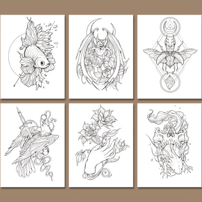 Mindfulness Colouring Book for Adults, Colourful Tattoo Designs, Premium Paper, Perfect Gift for Birthdays, Christmas