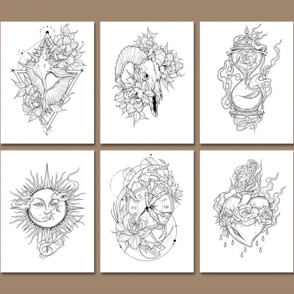 Mindfulness Colouring Book for Adults, Colourful Tattoo Designs, Premium Paper, Perfect Gift for Birthdays, Christmas