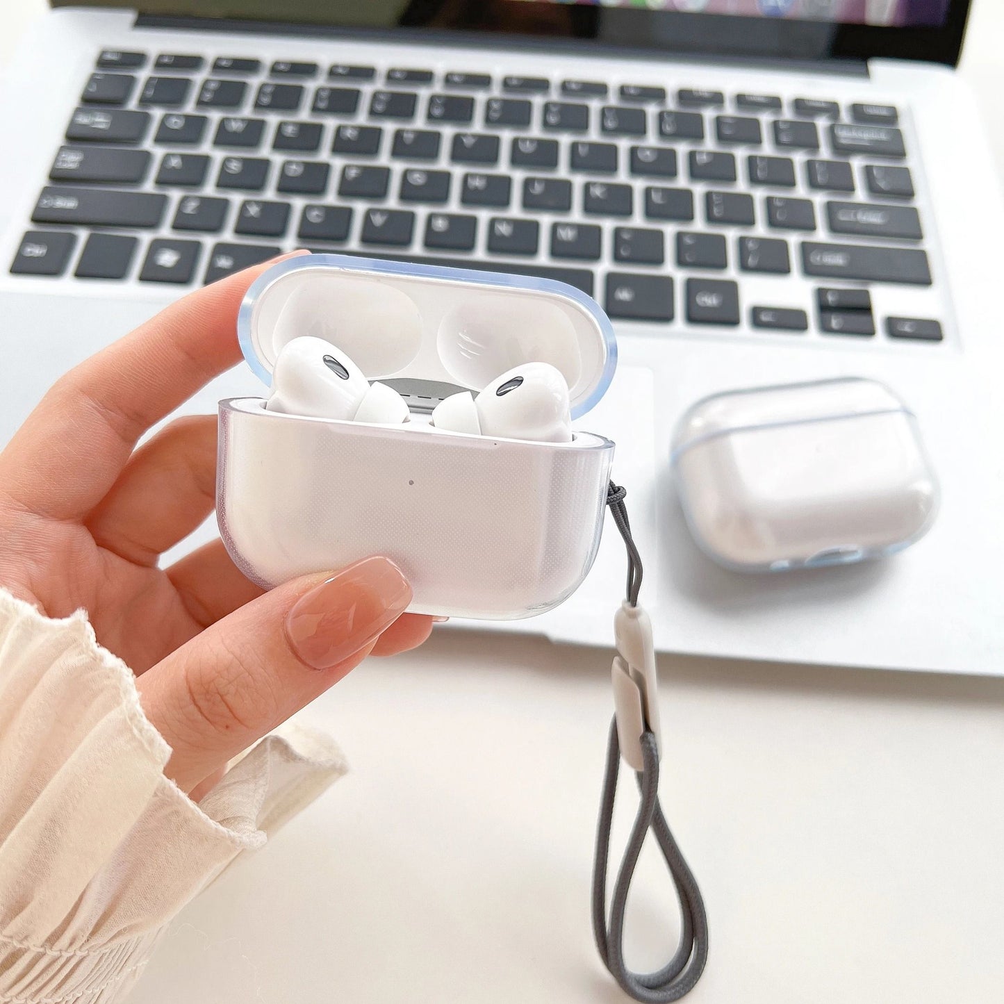 Clear Soft TPU Earphone Case for AirPods 4 3 2 1 Pro and Pro2 with Lanyard Strap