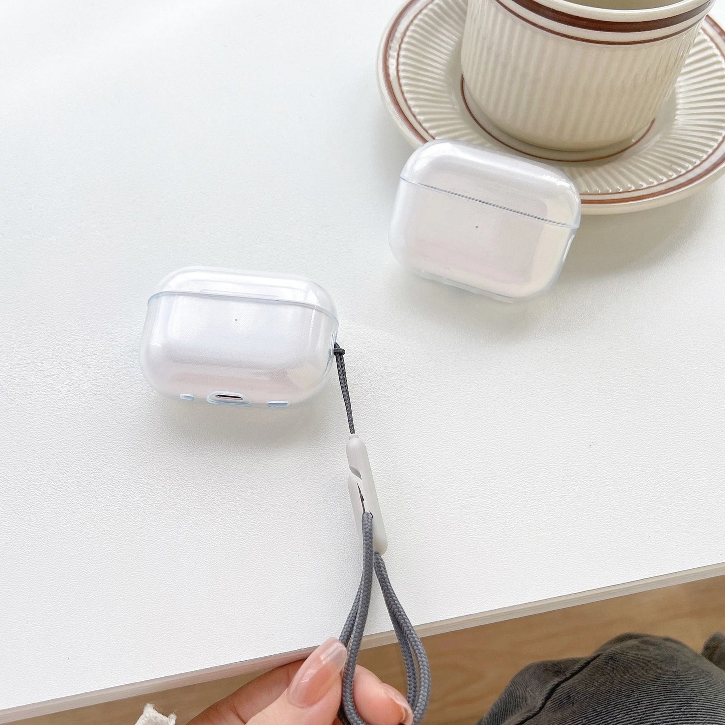 Clear Soft TPU Earphone Case for AirPods 4 3 2 1 Pro and Pro2 with Lanyard Strap