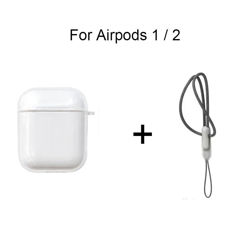 Clear Soft TPU Earphone Case for AirPods 4 3 2 1 Pro and Pro2 with Lanyard Strap