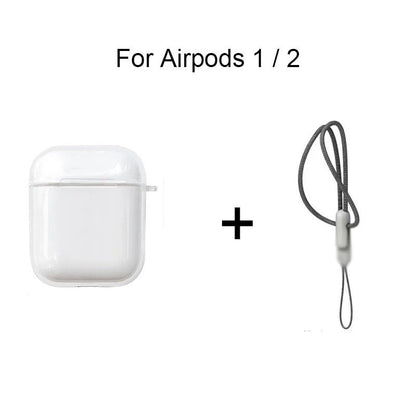 Clear Soft TPU Earphone Case for AirPods 4 3 2 1 Pro and Pro2 with Lanyard Strap