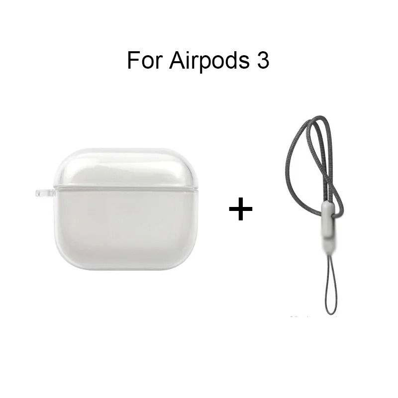 Clear Soft TPU Earphone Case for AirPods 4 3 2 1 Pro and Pro2 with Lanyard Strap