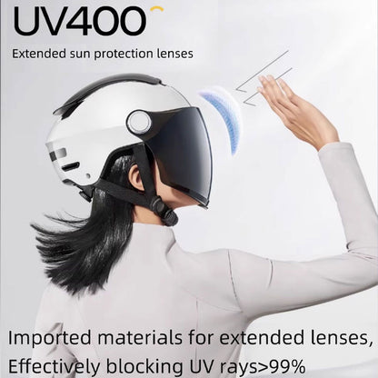 Summer Electric Bike Helmet, Open Face Dual Lens Motorcycle Helmet, Breathable Jet Scooter Helmet for Men and Women