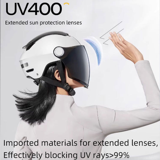 Summer Electric Bike Helmet, Open Face Dual Lens Motorcycle Helmet, Breathable Jet Scooter Helmet for Men and Women