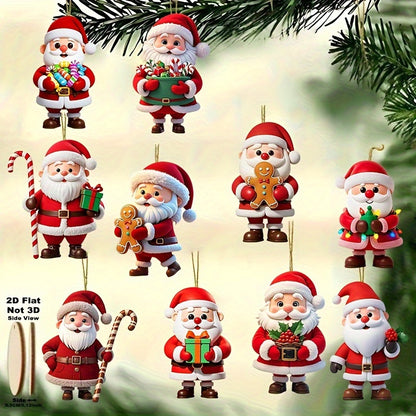 Wooden Gingerbread Man Santa Claus Christmas Ornament, Flat Tree Pendant, Festive Home Decoration Gift