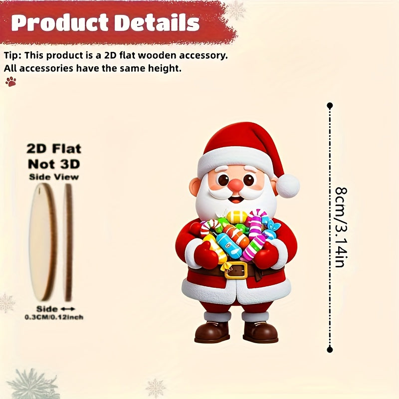 Wooden Gingerbread Man Santa Claus Christmas Ornament, Flat Tree Pendant, Festive Home Decoration Gift