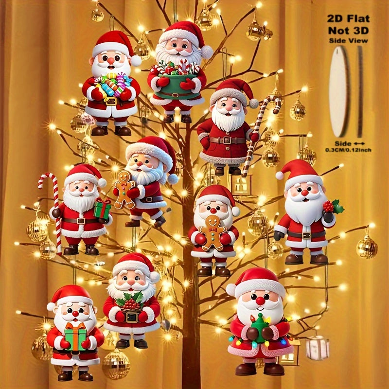 Wooden Gingerbread Man Santa Claus Christmas Ornament, Flat Tree Pendant, Festive Home Decoration Gift