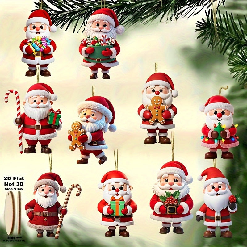 Wooden Gingerbread Man Santa Claus Christmas Ornament, Flat Tree Pendant, Festive Home Decoration Gift