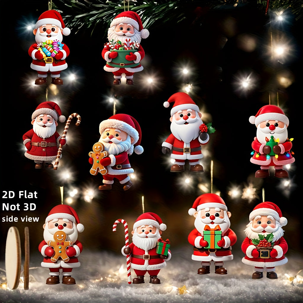 Wooden Gingerbread Man Santa Claus Christmas Ornament, Flat Tree Pendant, Festive Home Decoration Gift