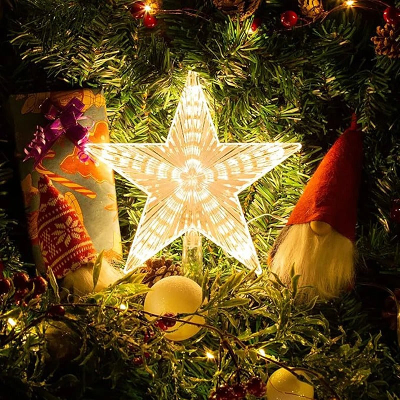 Warm White Lights LED Shining Lamp, Christmas Tree Decoration Stars, TopStar , Home Room Decor for Xmas Festival