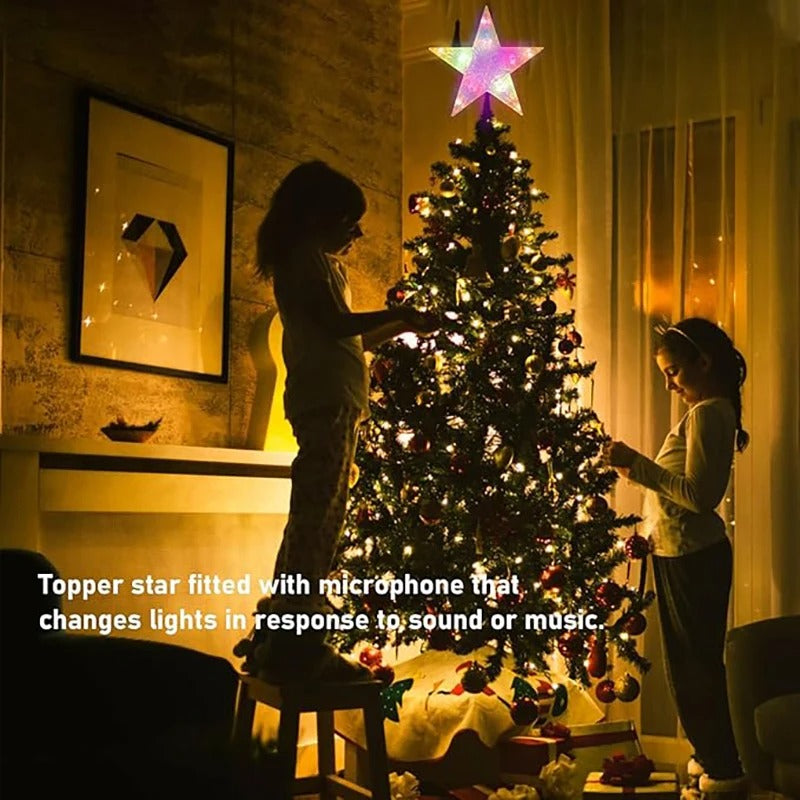Warm White Lights LED Shining Lamp, Christmas Tree Decoration Stars, TopStar , Home Room Decor for Xmas Festival