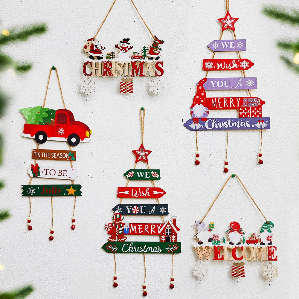 Merry Christmas Decor, Xmas Tree Wall Ornament Natal Navidad, Christmas Hanging Pendant Wooden Crafts, Home Decorations