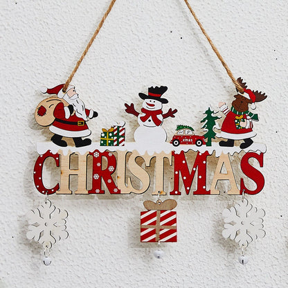 Merry Christmas Decor, Xmas Tree Wall Ornament Natal Navidad, Christmas Hanging Pendant Wooden Crafts, Home Decorations