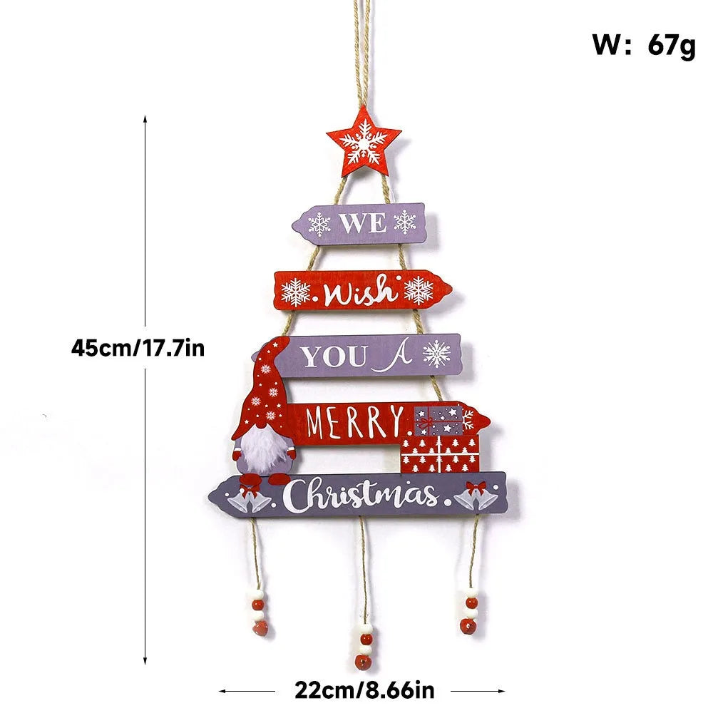 Merry Christmas Decor, Xmas Tree Wall Ornament Natal Navidad, Christmas Hanging Pendant Wooden Crafts, Home Decorations