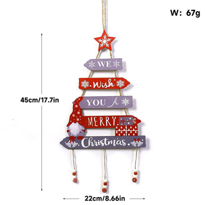 Merry Christmas Decor, Xmas Tree Wall Ornament Natal Navidad, Christmas Hanging Pendant Wooden Crafts, Home Decorations