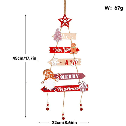 Merry Christmas Decor, Xmas Tree Wall Ornament Natal Navidad, Christmas Hanging Pendant Wooden Crafts, Home Decorations
