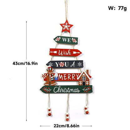 Merry Christmas Decor, Xmas Tree Wall Ornament Natal Navidad, Christmas Hanging Pendant Wooden Crafts, Home Decorations
