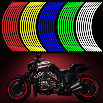 Reflective Motorcycle Wheel Stickers, Car Styling Strips, Rim Tape, Motocross Bike Decals