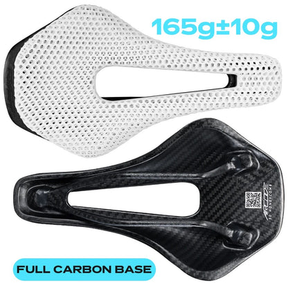 RYET Ultralight Carbon Fiber Bike Saddle, 3D Printed Hollow Comfortable Breathable MTB Road Bicycle Seat