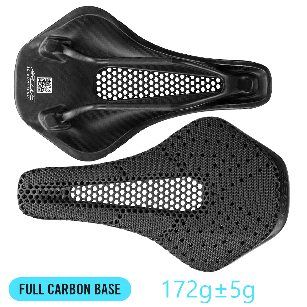 RYET Ultralight Carbon Fiber Bike Saddle, 3D Printed Hollow Comfortable Breathable MTB Road Bicycle Seat