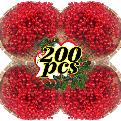 Head Fake Holly Berry Flowers, Christmas Artificial Red Berries Stems, DIY Wreath, Tree Decorations, Holiday Party Decor