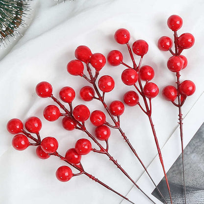 Head Fake Holly Berry Flowers, Christmas Artificial Red Berries Stems, DIY Wreath, Tree Decorations, Holiday Party Decor