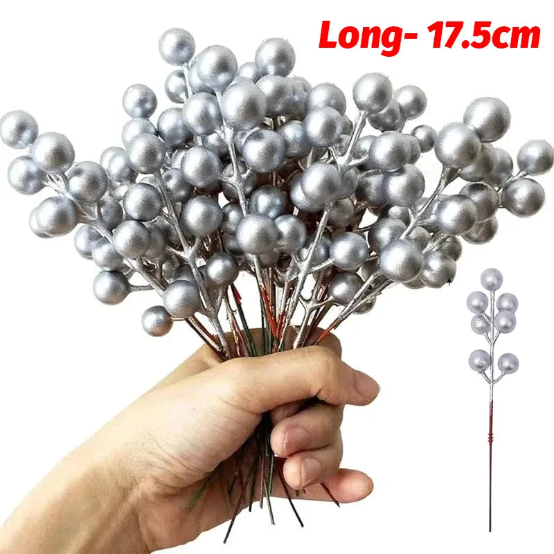 Head Fake Holly Berry Flowers, Christmas Artificial Red Berries Stems, DIY Wreath, Tree Decorations, Holiday Party Decor