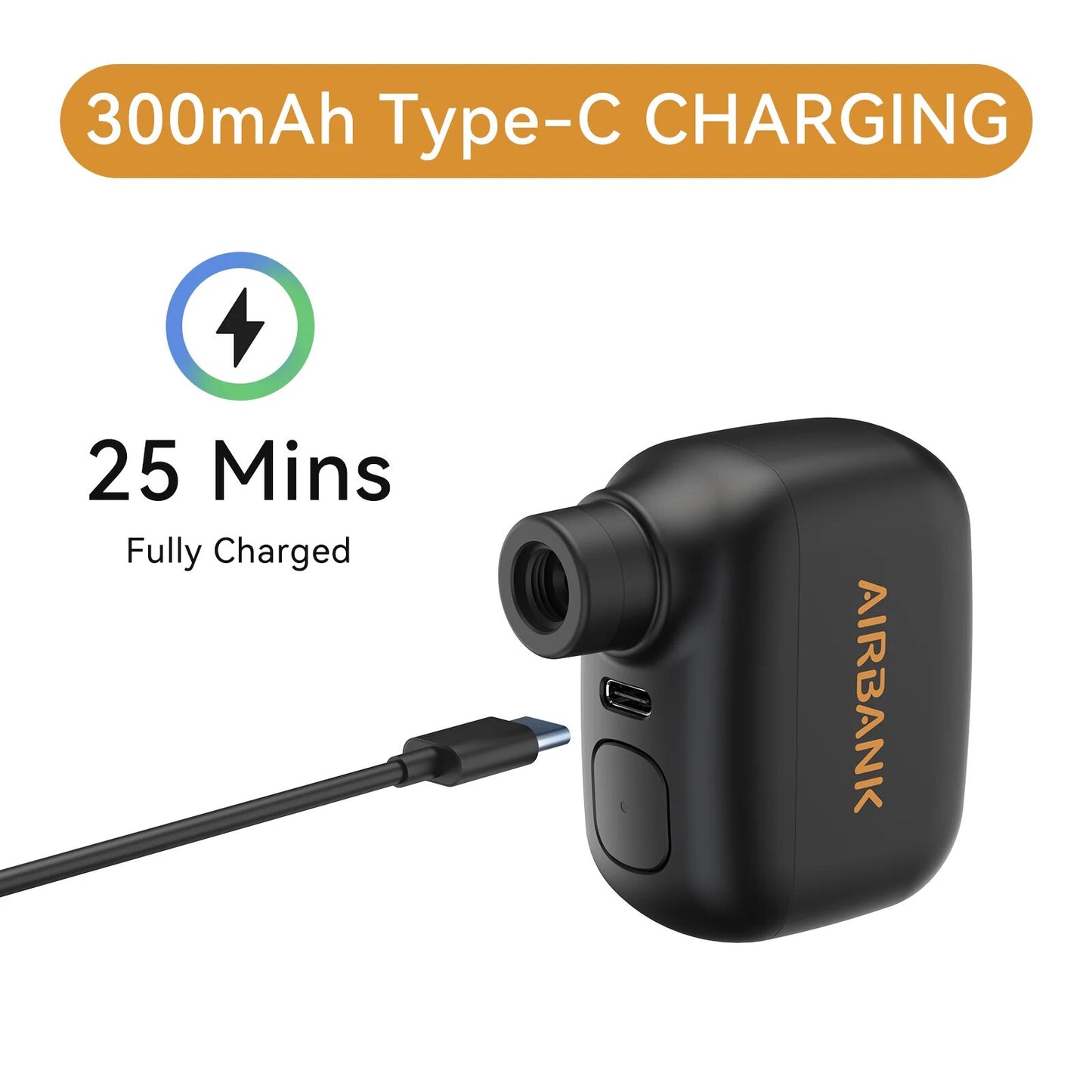 Rechargeable Mini Air Inflator, Portable Bicycle Pump Type-C, Bike Tire Pump for Schrader and Presta