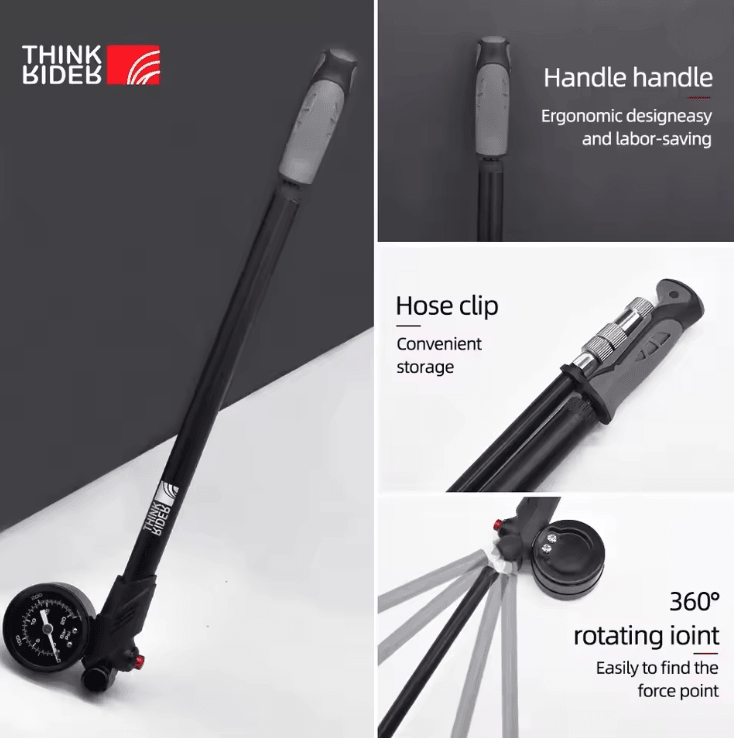 ThinkRider 300PSI Portable Bike Shock Pump with Pressure Gauge