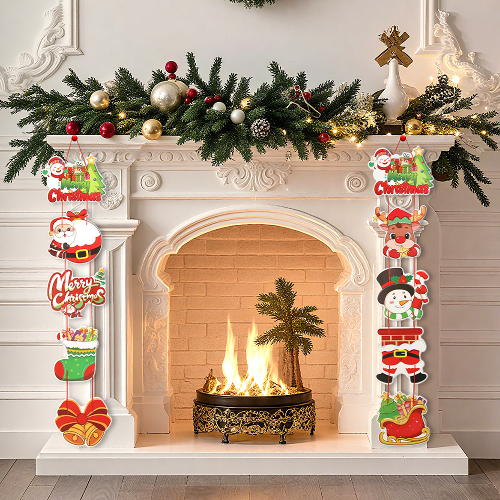 Christmas Decoration Hanging Door Banner, Santa Claus Snowman Pendant, Festive Design for Home Decor Outdoor